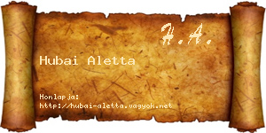 Hubai Aletta névjegykártya